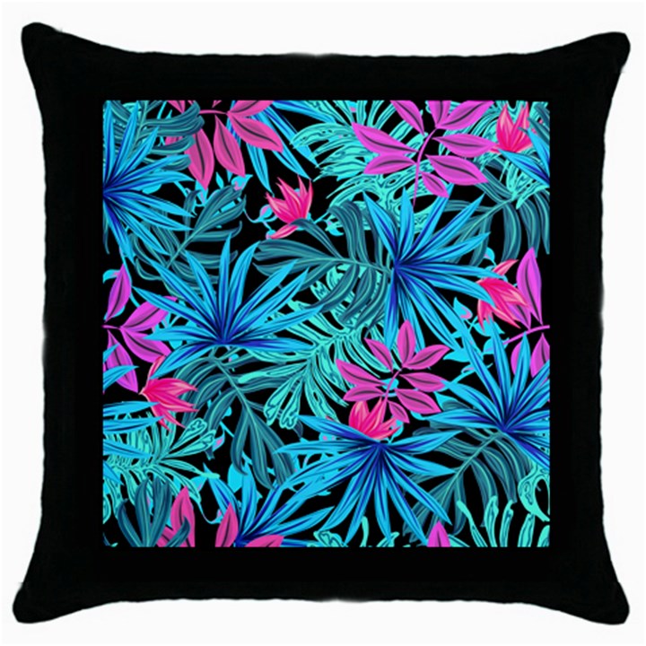 Leaves Picture Tropical Plant Throw Pillow Case (Black)