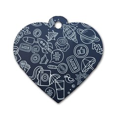 Internet Planets Drinks Computers Dog Tag Heart (one Side) by Wegoenart