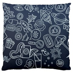 Internet Planets Drinks Computers Large Flano Cushion Case (one Side) by Wegoenart