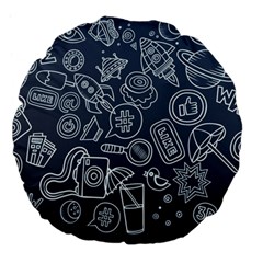 Internet Planets Drinks Computers Large 18  Premium Flano Round Cushions by Wegoenart