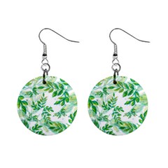 Leaves Green Pattern Nature Plant Mini Button Earrings by Wegoenart