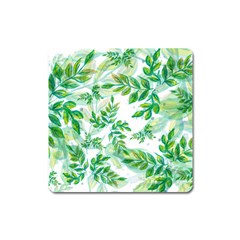 Leaves Green Pattern Nature Plant Square Magnet by Wegoenart