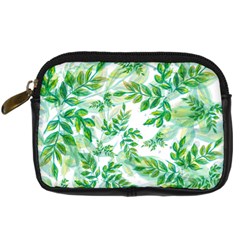 Leaves Green Pattern Nature Plant Digital Camera Leather Case by Wegoenart