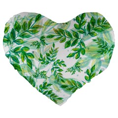 Leaves Green Pattern Nature Plant Large 19  Premium Heart Shape Cushions by Wegoenart