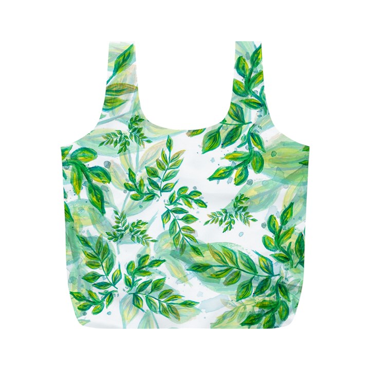 Leaves Green Pattern Nature Plant Full Print Recycle Bag (M)