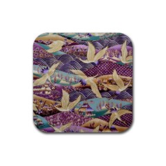 Textile Fabric Cloth Pattern Rubber Coaster (square)  by Wegoenart