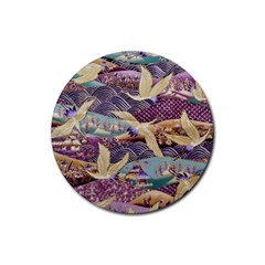 Textile Fabric Cloth Pattern Rubber Round Coaster (4 Pack)  by Wegoenart