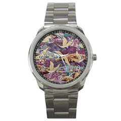 Textile Fabric Cloth Pattern Sport Metal Watch