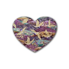 Textile Fabric Cloth Pattern Heart Coaster (4 pack) 