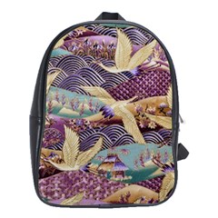 Textile Fabric Cloth Pattern School Bag (XL)