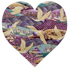 Textile Fabric Cloth Pattern Wooden Puzzle Heart by Wegoenart