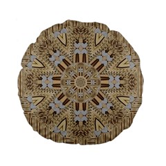 Wood And Wood With Hearts And More Wood Ornate Standard 15  Premium Flano Round Cushions by pepitasart