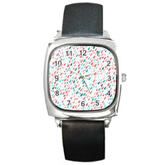 Rainy Day Pattern Square Metal Watch by HelgaScand