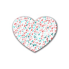 Rainy Day Pattern Rubber Coaster (heart)  by HelgaScand