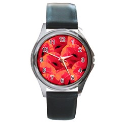 Poppies  Round Metal Watch by HelgaScand