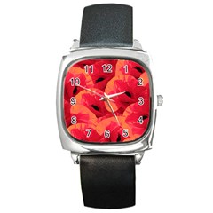 Poppies  Square Metal Watch by HelgaScand