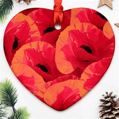 Poppies  Heart Ornament (two Sides) by HelgaScand