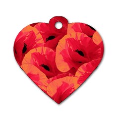 Poppies  Dog Tag Heart (one Side) by HelgaScand