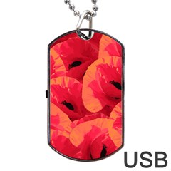 Poppies  Dog Tag Usb Flash (one Side) by HelgaScand