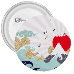 Mountain Sun Japanese Illustration 3  Buttons by Vaneshart