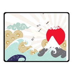 Mountain Sun Japanese Illustration Double Sided Fleece Blanket (small)  by Vaneshart