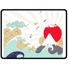 Mountain Sun Japanese Illustration Double Sided Fleece Blanket (large)  by Vaneshart