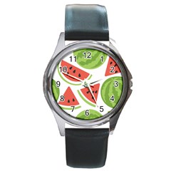 Watermelon Juice Auglis Clip Art Watermelon Round Metal Watch by Vaneshart