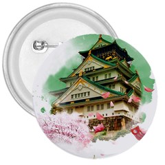 Osaka Castle Nagoya Castle Kumamoto Castle 3  Buttons by Vaneshart