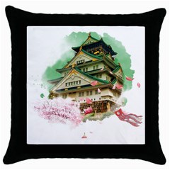 Osaka Castle Nagoya Castle Kumamoto Castle Throw Pillow Case (black) by Vaneshart