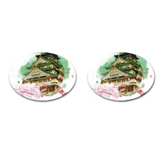 Osaka Castle Nagoya Castle Kumamoto Castle Cufflinks (oval) by Vaneshart