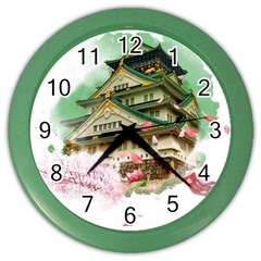 Osaka Castle Nagoya Castle Kumamoto Castle Color Wall Clock by Vaneshart