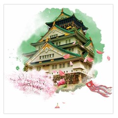 Osaka Castle Nagoya Castle Kumamoto Castle Large Satin Scarf (square) by Vaneshart