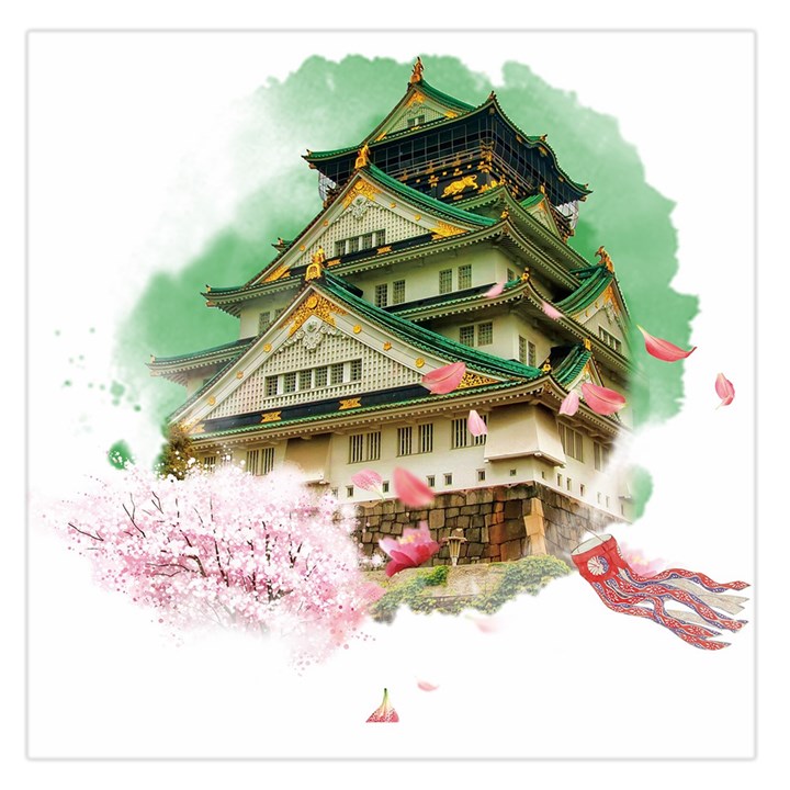 Osaka Castle Nagoya Castle Kumamoto Castle Large Satin Scarf (Square)