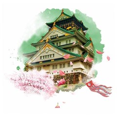 Osaka Castle Nagoya Castle Kumamoto Castle Wooden Puzzle Square