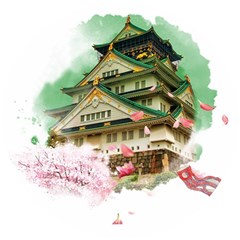 Osaka Castle Nagoya Castle Kumamoto Castle Wooden Puzzle Round by Vaneshart