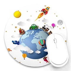 Earth Rocket Vector Earth Round Mousepads by Vaneshart