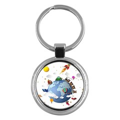 Earth Rocket Vector Earth Key Chain (round) by Vaneshart