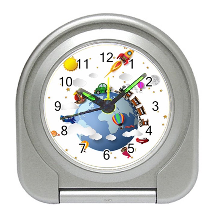 Earth Rocket Vector Earth Travel Alarm Clock