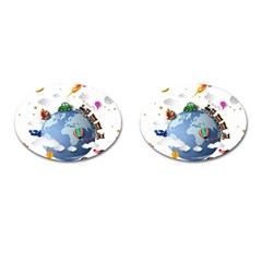 Earth Rocket Vector Earth Cufflinks (oval) by Vaneshart