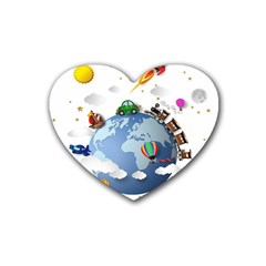 Earth Rocket Vector Earth Heart Coaster (4 Pack)  by Vaneshart