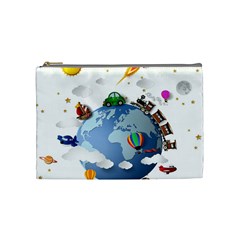 Earth Rocket Vector Earth Cosmetic Bag (medium) by Vaneshart