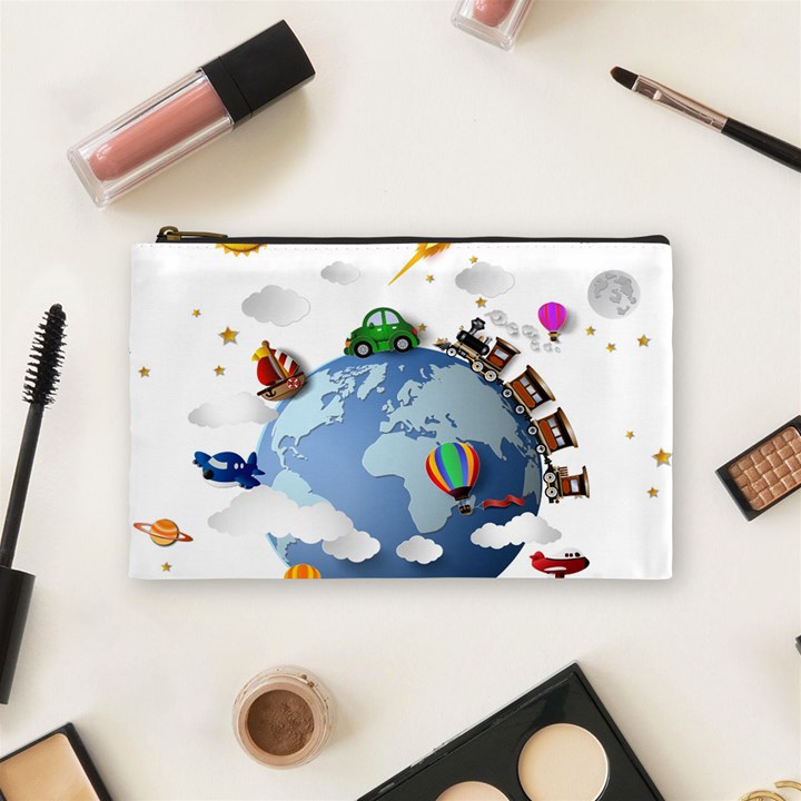 Earth Rocket Vector Earth Cosmetic Bag (Medium)