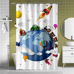 Earth Rocket Vector Earth Shower Curtain 48  X 72  (small)  by Vaneshart