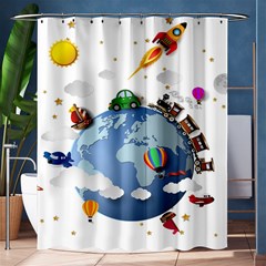 Earth Rocket Vector Earth Shower Curtain 60  X 72  (medium)  by Vaneshart