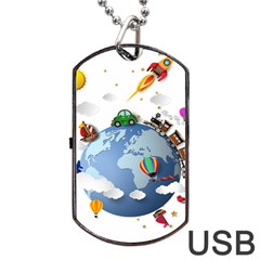 Earth Rocket Vector Earth Dog Tag Usb Flash (one Side) by Vaneshart