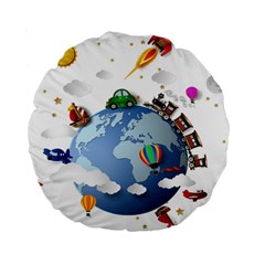 Earth Rocket Vector Earth Standard 15  Premium Round Cushions by Vaneshart