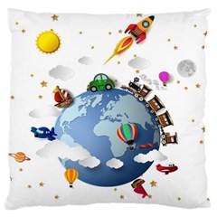 Earth Rocket Vector Earth Large Flano Cushion Case (one Side) by Vaneshart