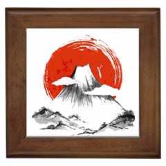 Mount Fuji Mountain Ink Wash Painting Framed Tile by Vaneshart