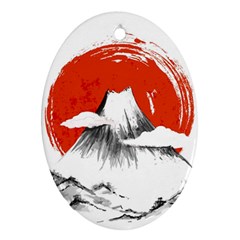 Mount Fuji Mountain Ink Wash Painting Ornament (oval) by Vaneshart