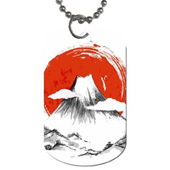 Mount Fuji Mountain Ink Wash Painting Dog Tag (two Sides) by Vaneshart